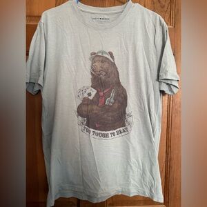 sage green lucky brand bear shirt